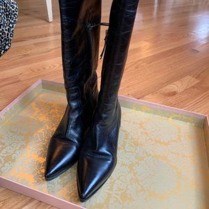 Miu Miu Black Pointed-toe Mid-heel riding boot Sz. 38